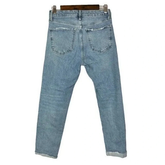 Zara High Rise Raw Hem Straight Leg Jeans 6 - Picture 3 of 5